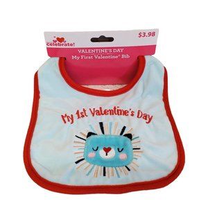 My First Valentines Day Bib Baby Bib My First Valentine Bib in Blue